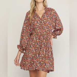 NEW Entro Gorgeous Florals Dress Gold Mix Size Medium